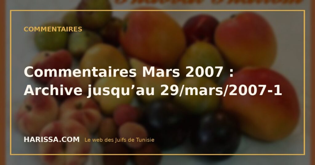 Commentaires Mars 2007 : Archive jusqu’au 29/mars/2007-1