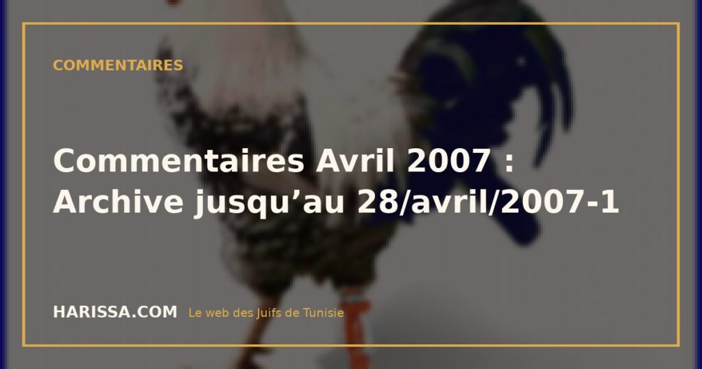 Commentaires Avril 2007 : Archive jusqu’au 28/avril/2007-1