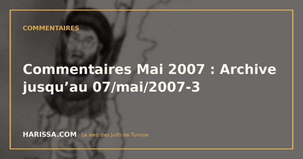 Commentaires Mai 2007 : Archive jusqu’au 07/mai/2007-3