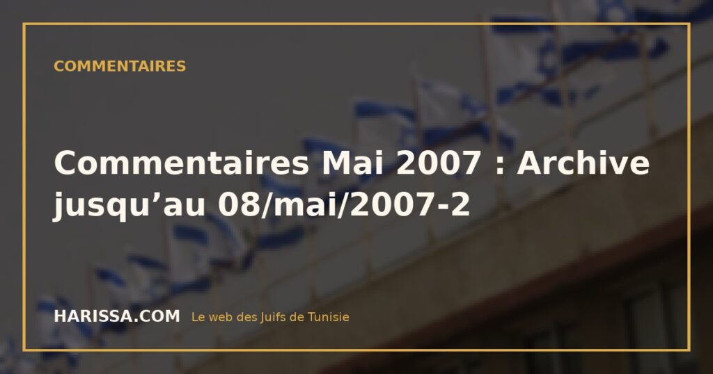 Commentaires Mai 2007 : Archive jusqu’au 08/mai/2007-2
