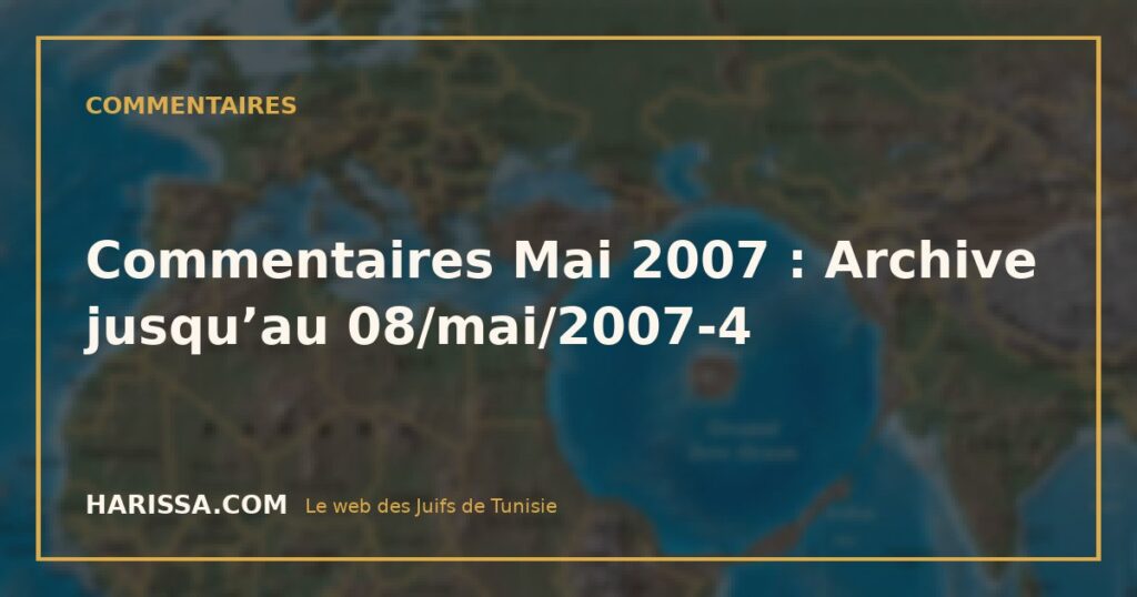 Commentaires Mai 2007 : Archive jusqu’au 08/mai/2007-4