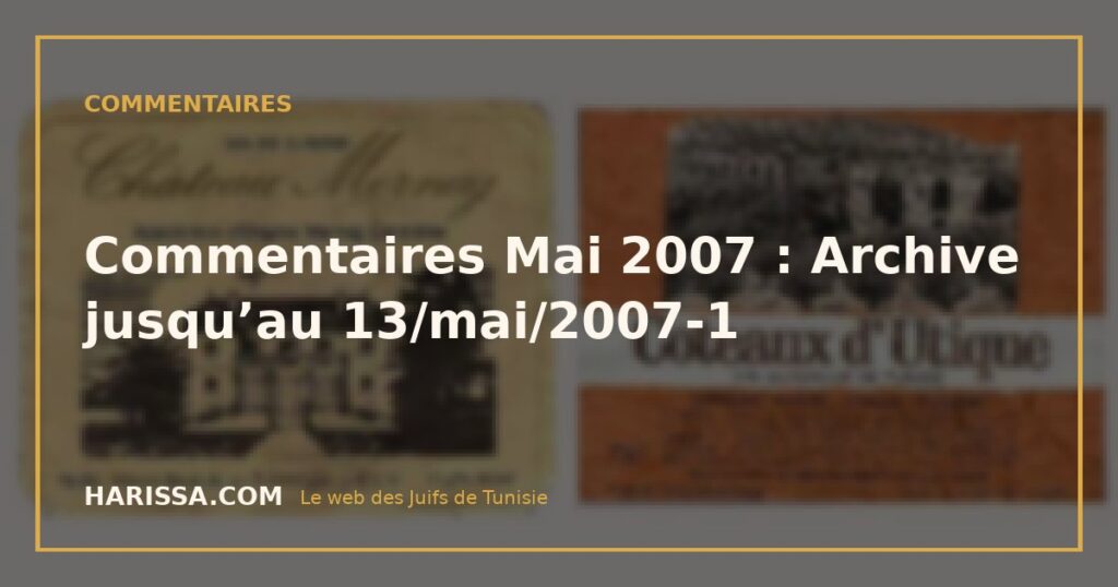 Commentaires Mai 2007 : Archive jusqu’au 13/mai/2007-1