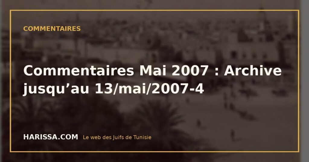 Commentaires Mai 2007 : Archive jusqu’au 13/mai/2007-4