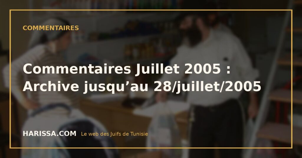 Commentaires Juillet 2005 : Archive jusqu’au 28/juillet/2005