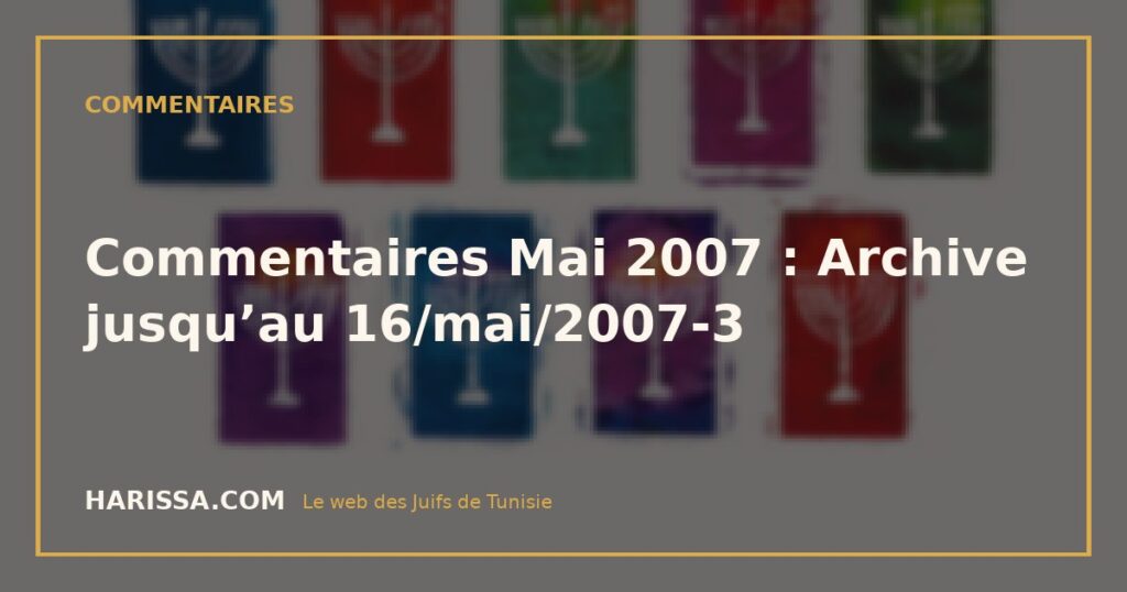 Commentaires Mai 2007 : Archive jusqu’au 16/mai/2007-3