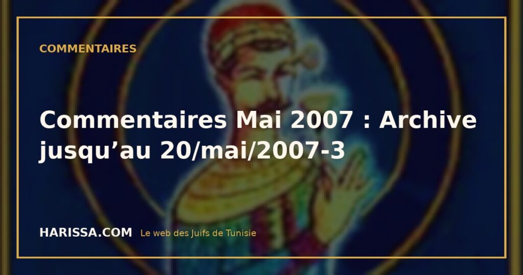 Commentaires Mai 2007 : Archive jusqu’au 20/mai/2007-3