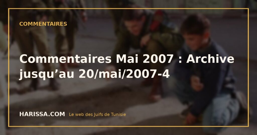 Commentaires Mai 2007 : Archive jusqu’au 20/mai/2007-4