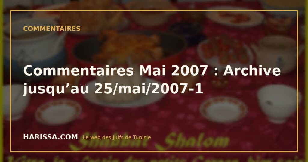 Commentaires Mai 2007 : Archive jusqu’au 25/mai/2007-1