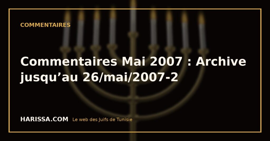 Commentaires Mai 2007 : Archive jusqu’au 26/mai/2007-2