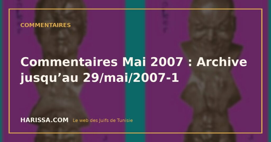 Commentaires Mai 2007 : Archive jusqu’au 29/mai/2007-1