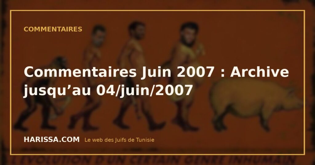 Commentaires Juin 2007 : Archive jusqu’au 04/juin/2007