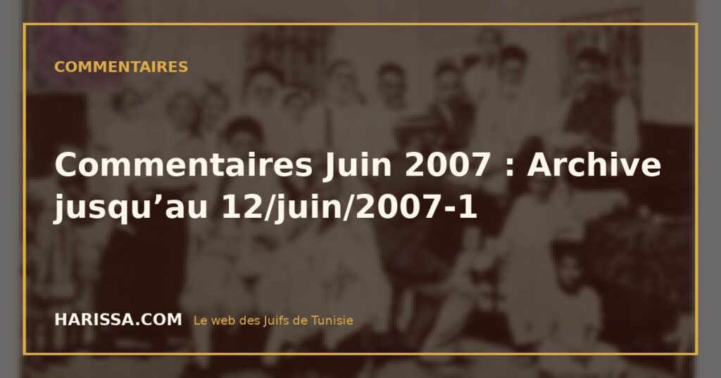 Commentaires Juin 2007 : Archive jusqu’au 12/juin/2007-1