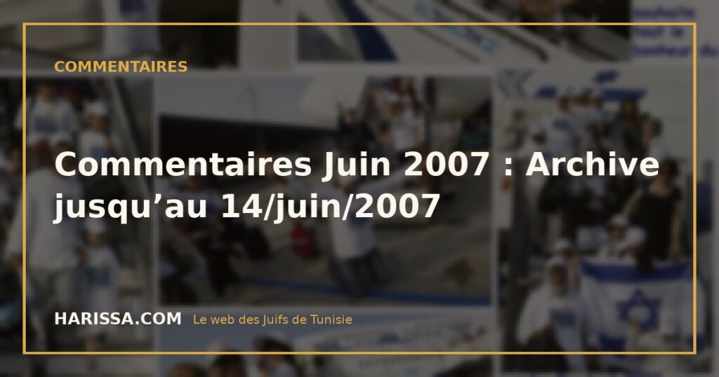 Commentaires Juin 2007 : Archive jusqu’au 14/juin/2007
