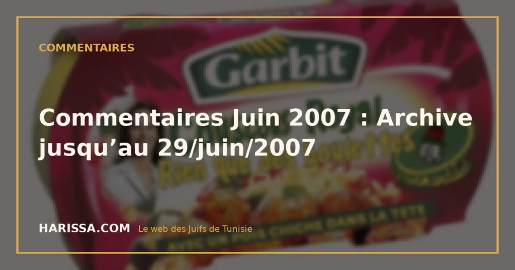 Commentaires Juin 2007 : Archive jusqu’au 29/juin/2007
