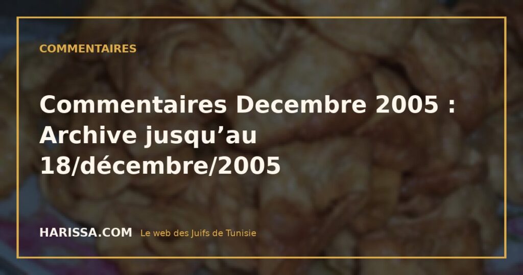 Commentaires Decembre 2005 : Archive jusqu’au 18/décembre/2005