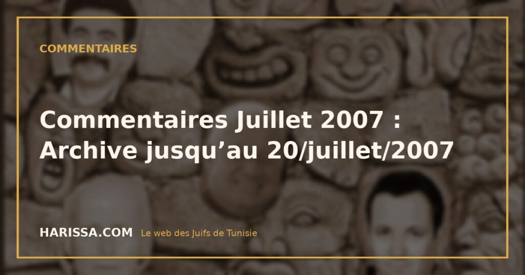 Commentaires Juillet 2007 : Archive jusqu’au 20/juillet/2007