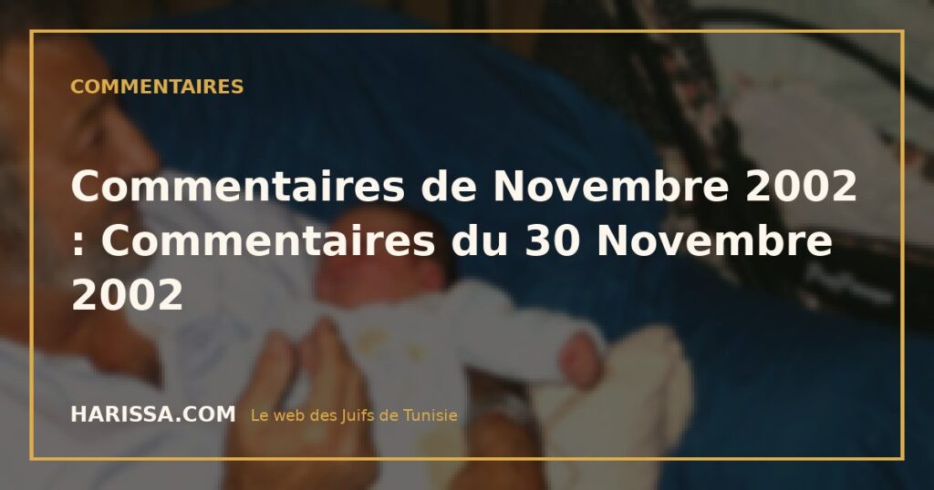 Commentaires de Novembre 2002 : Commentaires du 30 Novembre 2002 Commentaires de Novembre 2002 : Commentaires du 30 Novembre 2002