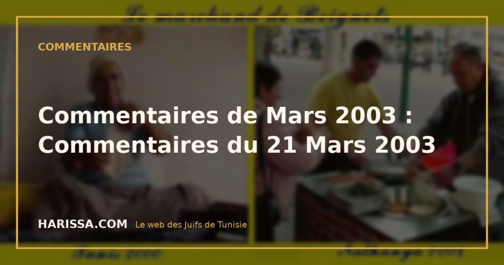 Commentaires de Mars 2003 : Commentaires du 21 Mars 2003 Commentaires de Mars 2003 : Commentaires du 21 Mars 2003
