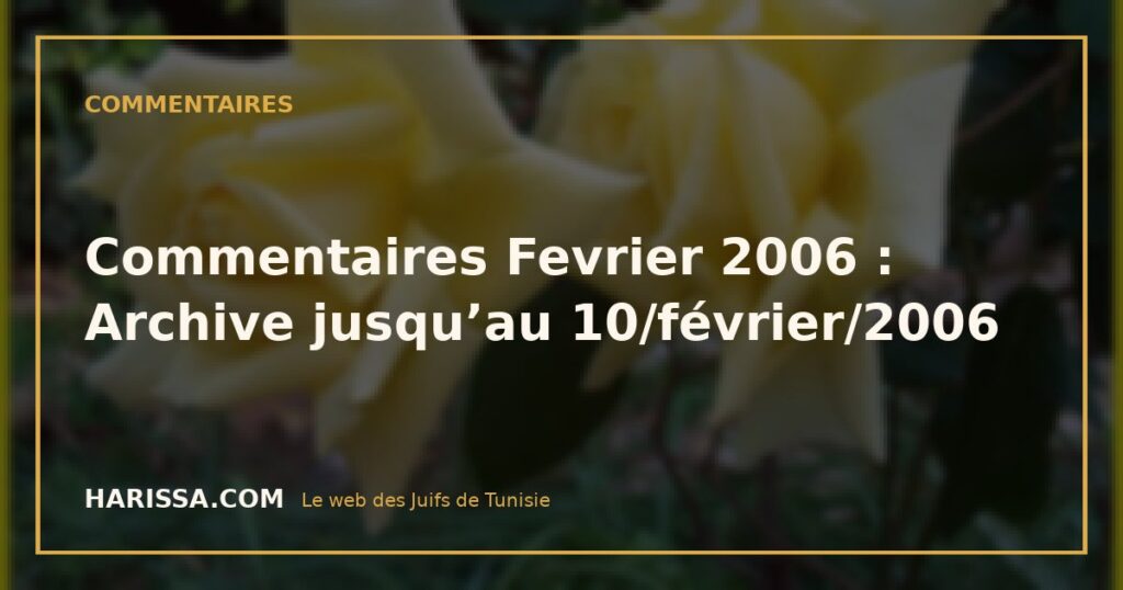Commentaires Fevrier 2006 : Archive jusqu’au 10/février/2006