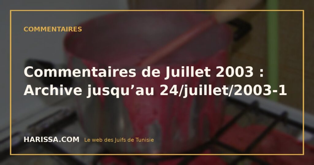 Commentaires de Juillet 2003 : Archive jusqu’au 24/juillet/2003-1