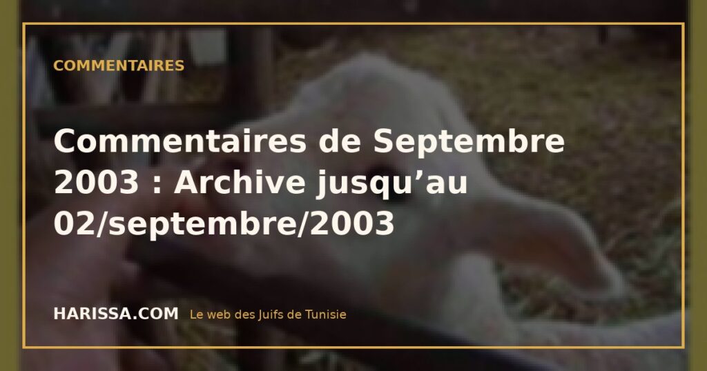 Commentaires de Septembre 2003 : Archive jusqu’au 02/septembre/2003