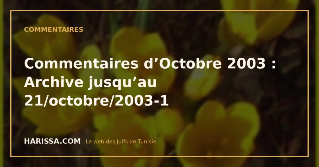 Commentaires d’Octobre 2003 : Archive jusqu’au 21/octobre/2003-1