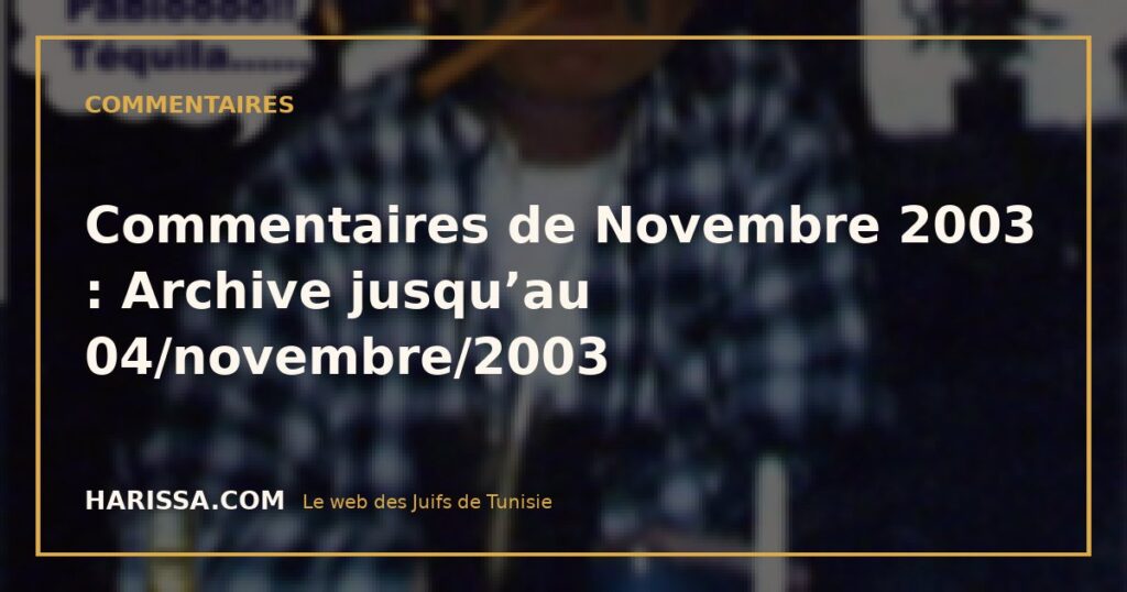 Commentaires de Novembre 2003 : Archive jusqu’au 04/novembre/2003