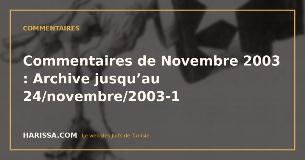 Commentaires de Novembre 2003 : Archive jusqu’au 24/novembre/2003-1