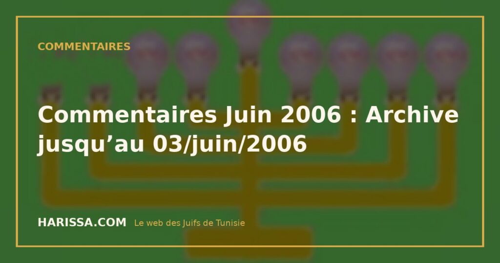 Commentaires Juin 2006 : Archive jusqu’au 03/juin/2006