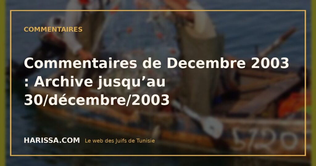 Commentaires de Decembre 2003 : Archive jusqu’au 30/décembre/2003