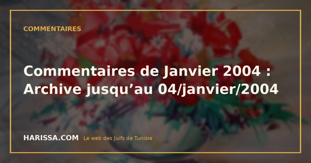 Commentaires de Janvier 2004 : Archive jusqu’au 04/janvier/2004