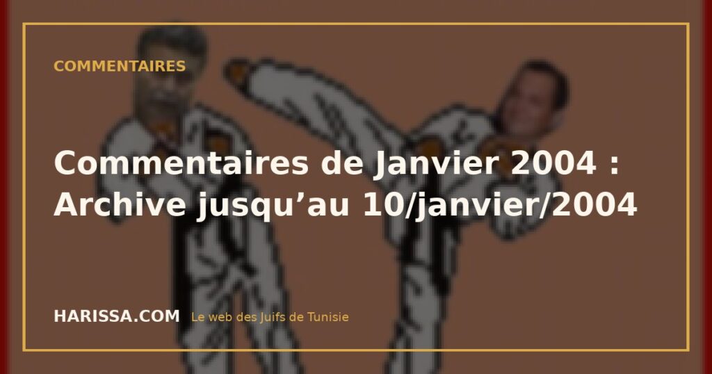 Commentaires de Janvier 2004 : Archive jusqu’au 10/janvier/2004