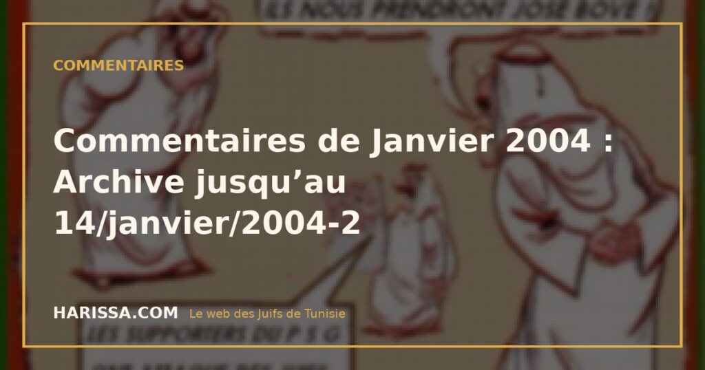 Commentaires de Janvier 2004 : Archive jusqu’au 14/janvier/2004-2