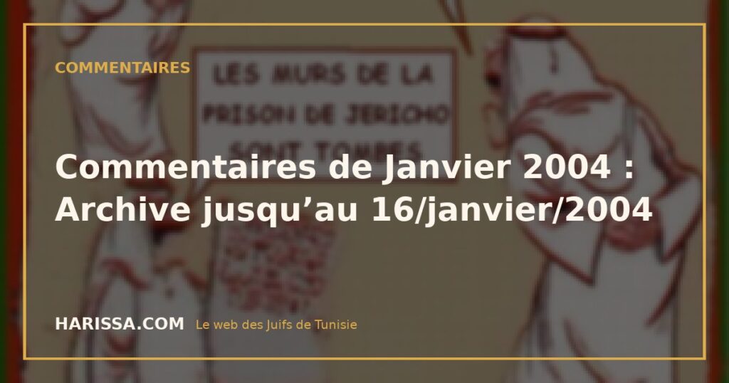 Commentaires de Janvier 2004 : Archive jusqu’au 16/janvier/2004