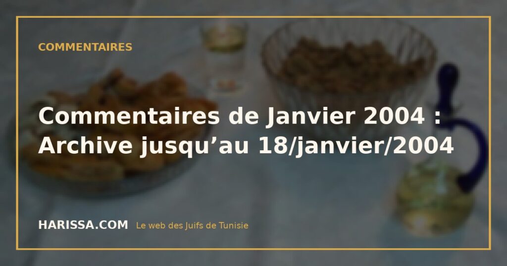 Commentaires de Janvier 2004 : Archive jusqu'au 18/janvier/2004 Commentaires de Janvier 2004 : Archive jusqu’au 18/janvier/2004