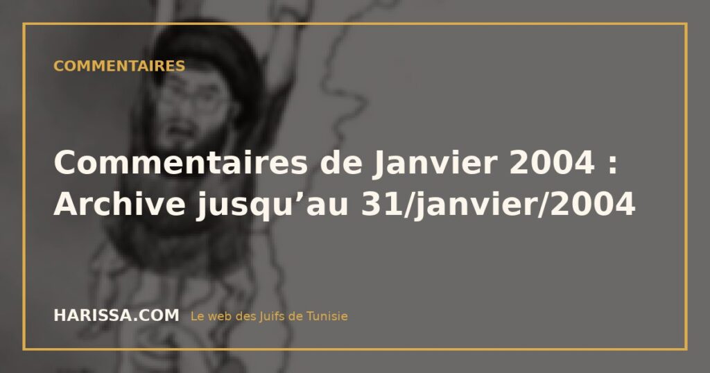 Commentaires de Janvier 2004 : Archive jusqu’au 31/janvier/2004