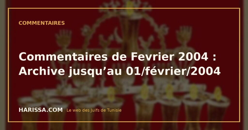 Commentaires de Fevrier 2004 : Archive jusqu’au 01/février/2004