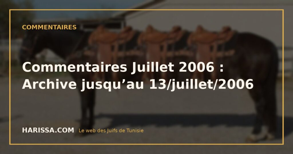 Commentaires Juillet 2006 : Archive jusqu’au 13/juillet/2006