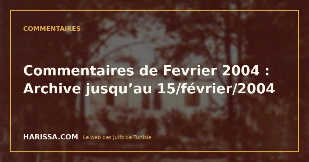 Commentaires de Fevrier 2004 : Archive jusqu’au 15/février/2004