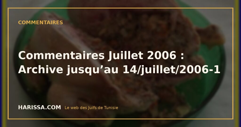 Commentaires Juillet 2006 : Archive jusqu’au 14/juillet/2006-1