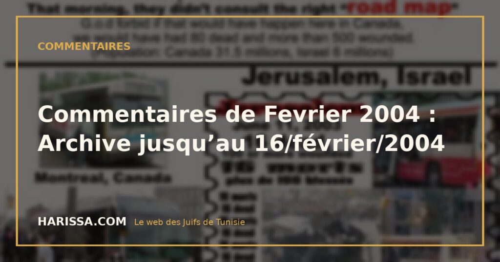 Commentaires de Fevrier 2004 : Archive jusqu’au 16/février/2004