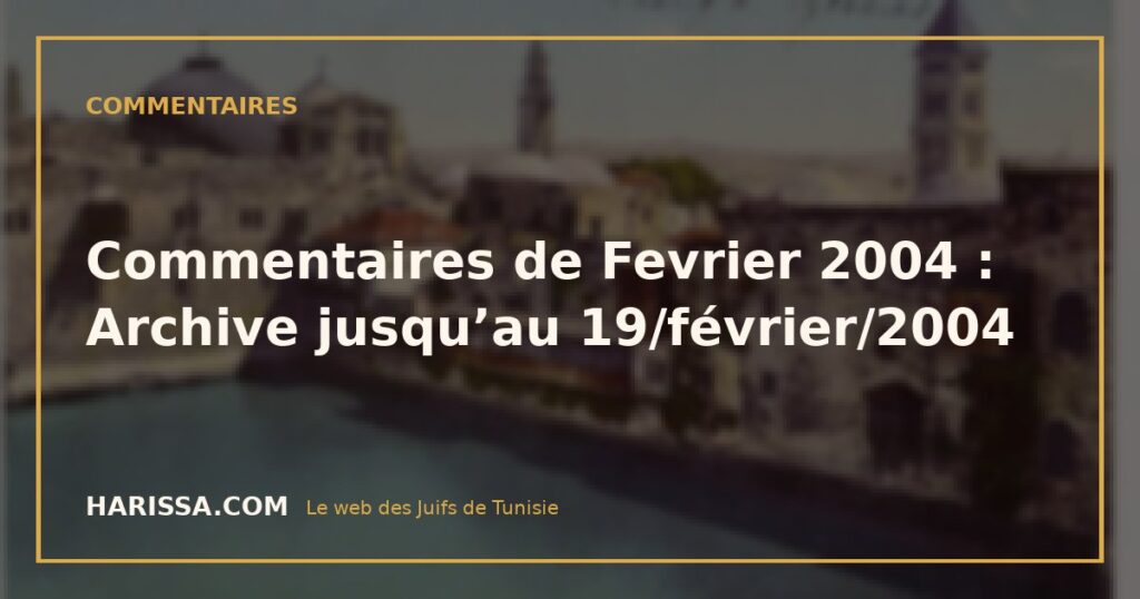 Commentaires de Fevrier 2004 : Archive jusqu’au 19/février/2004