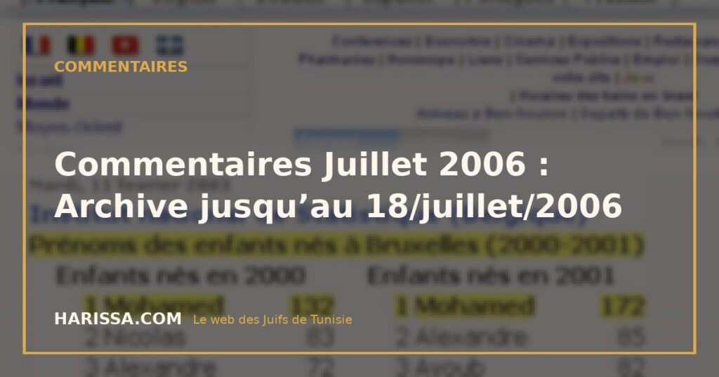 Commentaires Juillet 2006 : Archive jusqu’au 18/juillet/2006