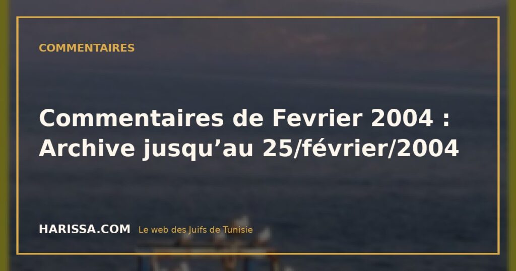 Commentaires de Fevrier 2004 : Archive jusqu’au 25/février/2004
