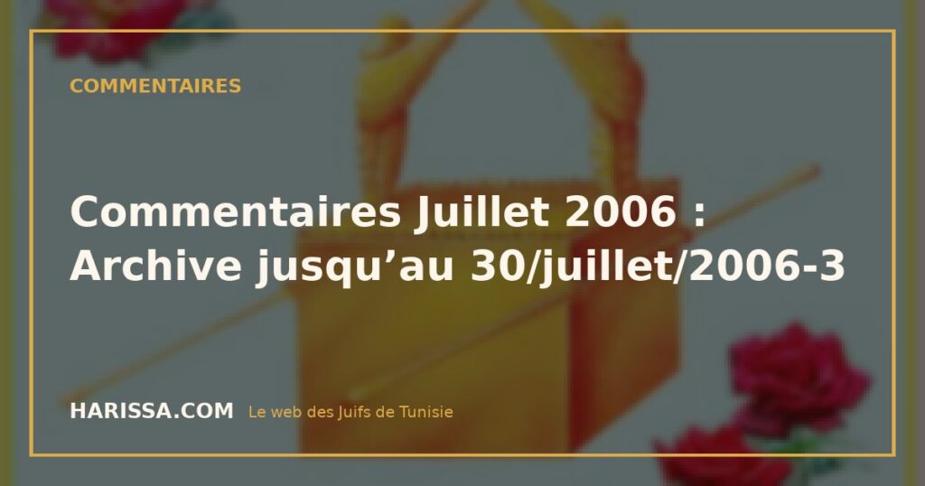 Commentaires Juillet 2006 : Archive jusqu’au 30/juillet/2006-3