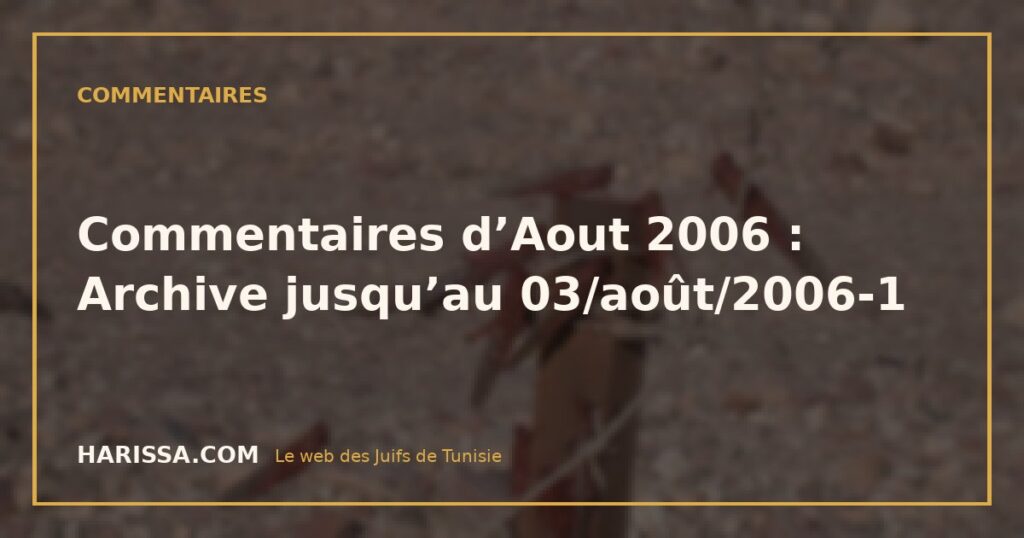 Commentaires d’Aout 2006 : Archive jusqu’au 03/août/2006-1