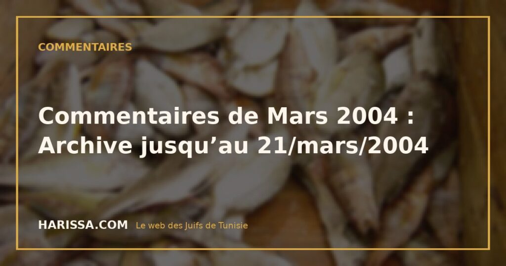 Commentaires de Mars 2004 : Archive jusqu’au 21/mars/2004