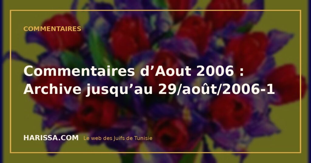 Commentaires d’Aout 2006 : Archive jusqu’au 29/août/2006-1