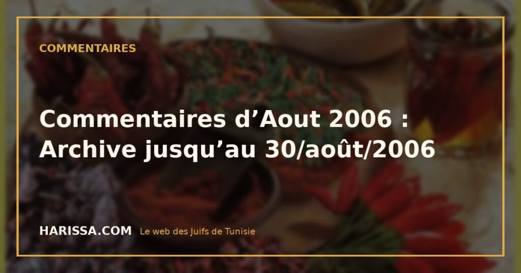 Commentaires d’Aout 2006 : Archive jusqu’au 30/août/2006