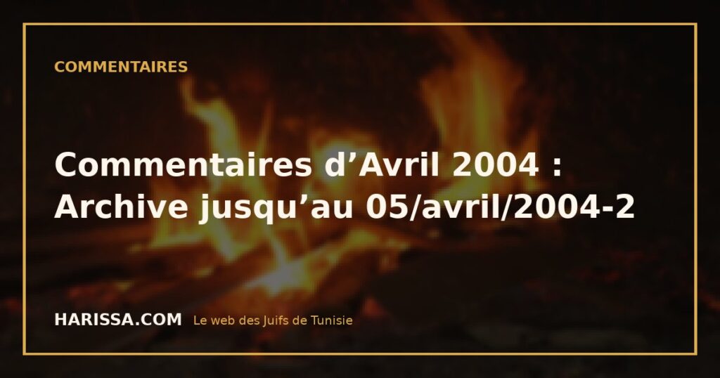 Commentaires d’Avril 2004 : Archive jusqu’au 05/avril/2004-2